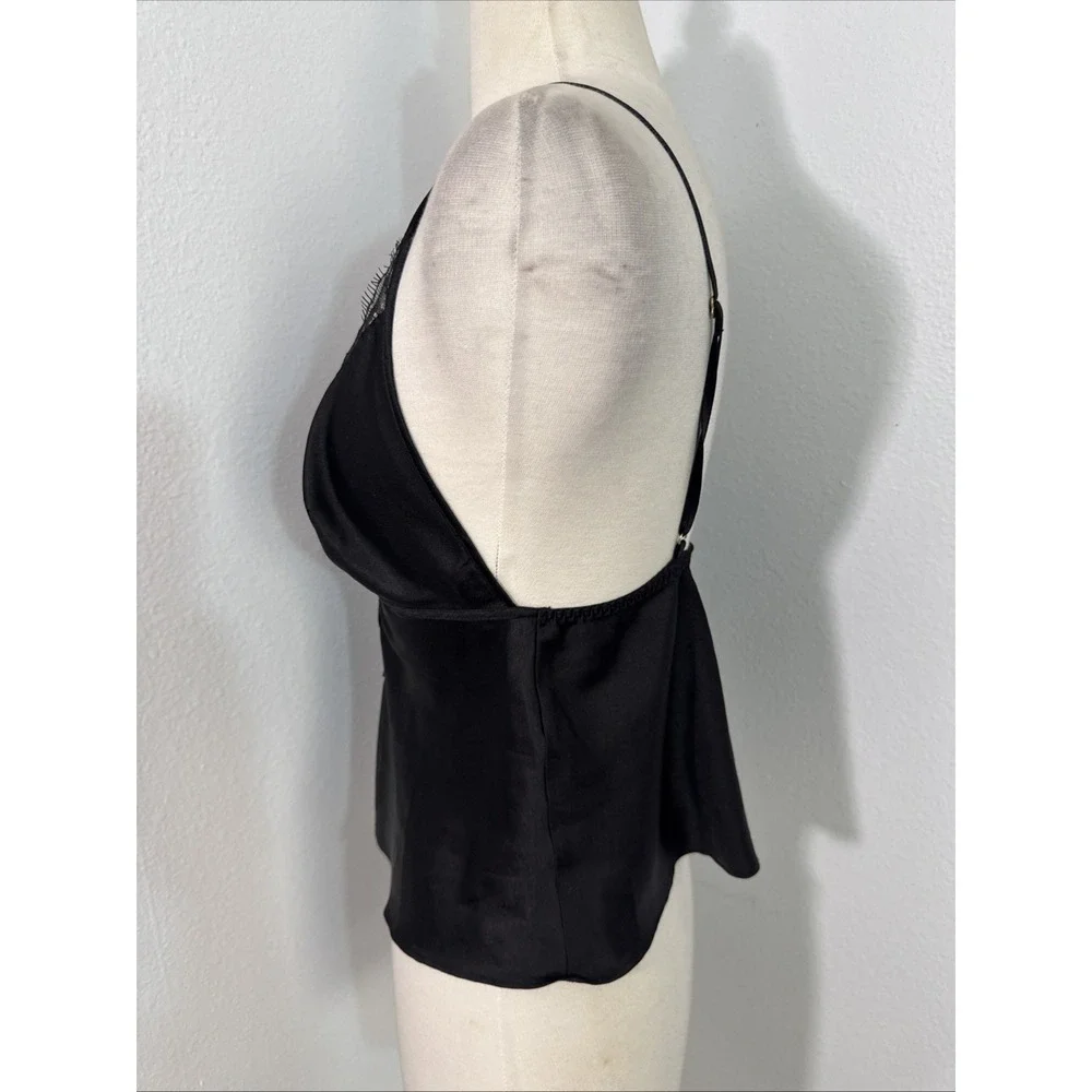 Victorias Secret Cami Top‎ Women S/P Black Satin Babydoll Lingerie Romantic Y2k